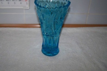 Kryształowy wazon  niebieski Prl