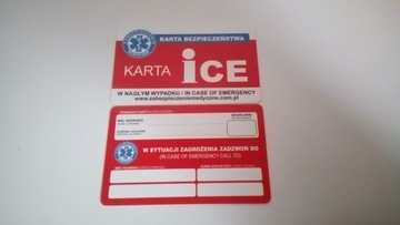 Karta ICE plastikowa pierwsza pomoc 