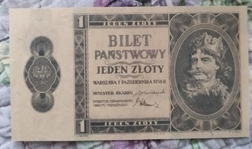 Bilet Państwowy 1 złoty z 1938 r 