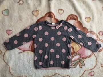 Sweter w groszki H&M 92 z kokardą kokardką