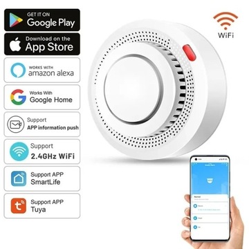 CZUJNIK DYMU WIFI ALARM BEZPRZEWODOWY CZUJKA TUYA