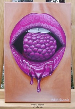 Obraz Pink lips Różowe usta 20x30cm akryl