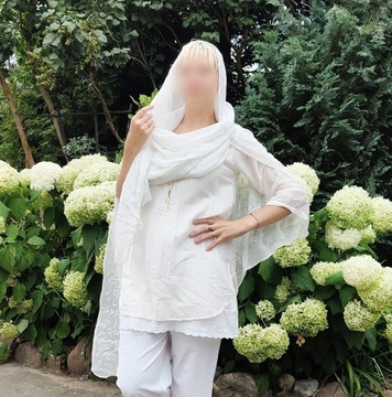 Duża chusta szal dupatta szyfon biała hidżab hijab