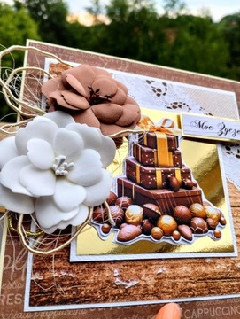 Ręcznie robiona Kartka z czekoladkami Moc Życzeń 