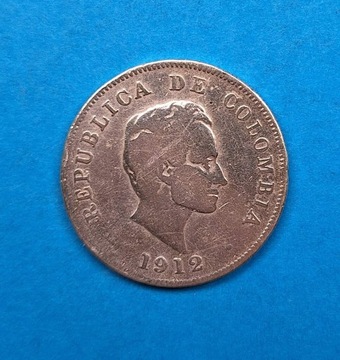 Kolumbia 50 centavos 1912, dobry stan srebro 0,900