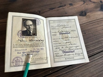 Stary niemiecki paszport 1953 - BRD Reisepass /bdb