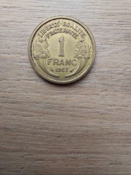 Francja 1 frank 1937 stan II