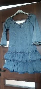 Jeansowa sukienka Megi falbany dżinsowa