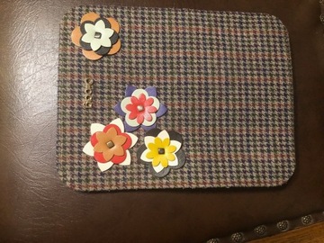 O bag pocket  klapka brązowa wełniana + kwiaty