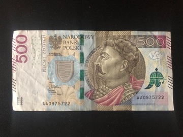 Banknoty 500 zł SERIA AA / AB