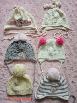 Czapki zimowe dziewczęce, noworodek i niemowlę