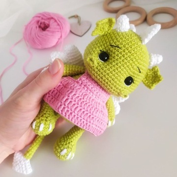 Zabawka, Dinozaur, dino, amigurumi, Handmade, smok