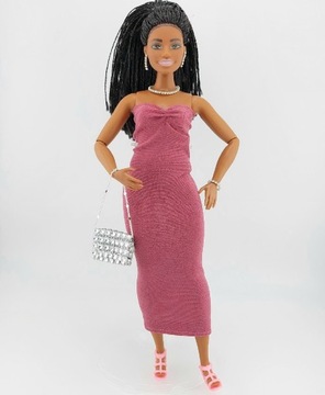 Sukienka ubranko dla Barbie CURVY zestaw 8 elem.
