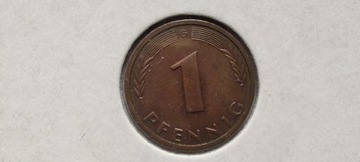 Niemcy 1 fenig, 1984 r. Znak mennicy „G”. #S58
