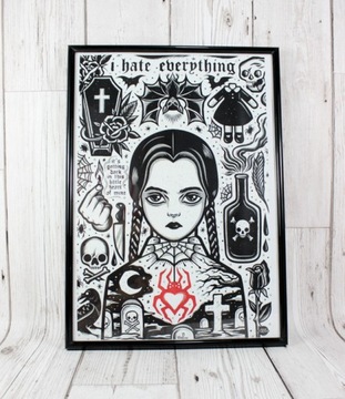 obrazek Wednesday czarny plakat tatuaż goth gothic