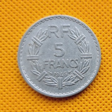 FRANCJA 1945 r. 5 franków -ALUMINIUM 