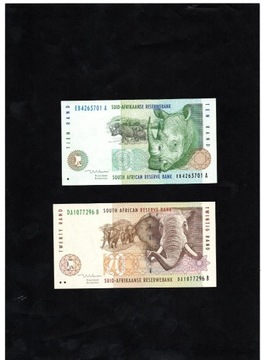 Pd. Afryka RPA 10 Rand 1999 Nosorożec UNC P123 b