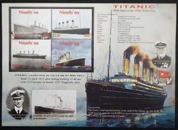  Niuafo'ou; 2012  Titanic blok,znaczki