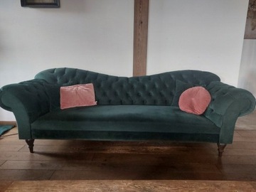 Sofa pikowana chesterfield butelkowa zieleń