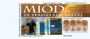 Etykiety na miód ze spadzi liściastej 100 szt