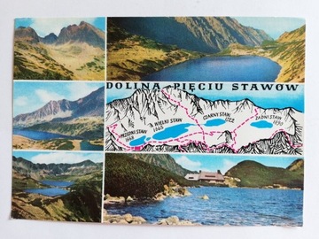 Pocztówka mapka  DOLINA PIĘCIU STAWÓW