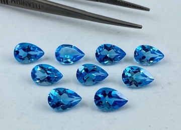 Naturalny Topaz Swiss Blue Gruszka 9 x 6  mm