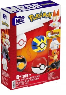 MEGA POKEMON KLOCKI 105el DRUŻYNA TYPU OGNISTEGO