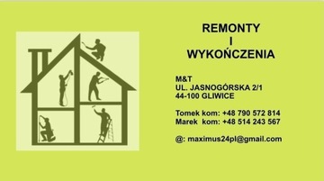 Remonty, wykończenia mieszkań, lokali, domów. 