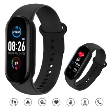 Smartwatch męski damski czarny smartband PULS SEN