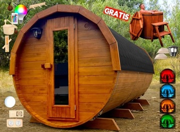 SAUNA Ogrodowa 400cm + AKCESORIA + BECZKA Gratis