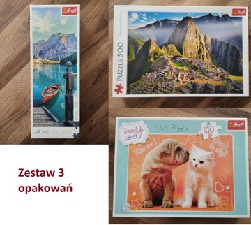 Zestaw 3x Puzzle Trefl 500 300 100 