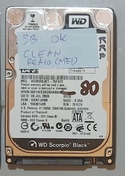 Dysk twardy WDC WD800BJKT 80GB SATA 2,5" XBOX