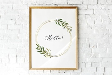 Plakat/Obraz A3 minimalistyczny wianek "Hello!"
