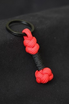 Breloczek paracord EDC do kluczy czerwony + czarny