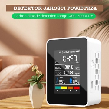 DETEKTOR JAKOŚCI POWIETRZA CO2 PPM TERMOMETR