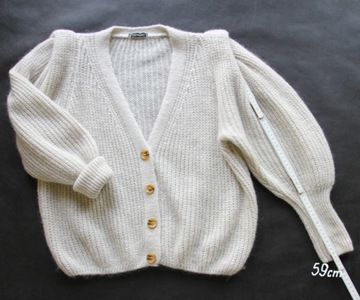 Made in Italy Sweter Cardigan Mohair Szary M/38 40