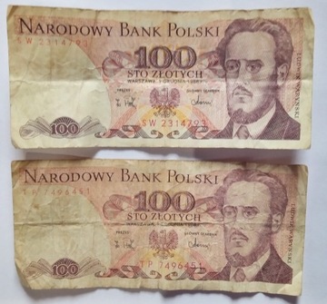 Banknot 100 złotych 1988r. 2 szt.