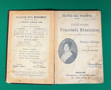 Dzienniki Franciszki Krasieńskiej 1898