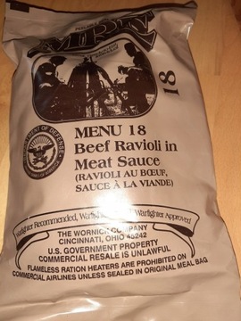 MRE USA Menu 18 BEEF RAVIOLI IN MEAT SAUCE