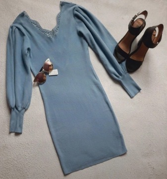 Sukienka sweterkowa błękit,niebieski 
