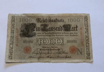 1000 Marek 1910 rok- Banknot niemiecki [Seria H]
