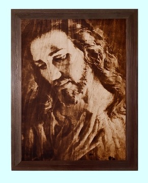 Obraz wypalany na drewnie, pirografia – Jezus 03