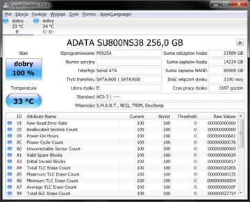 Dysk SSD M.2 SATA Adata SU800 256GB 3D NAND TLC