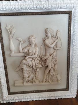 Alabaster duży obraz w białej ramie Mitologia
