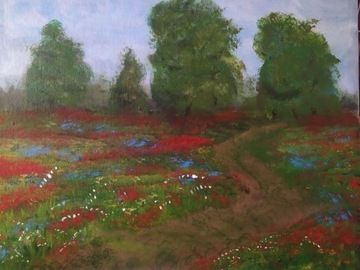 Kwieciste łąki- obraz akryle