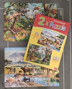 2x PUZZLE dla dzieci 70el. 120el. zwierzęta