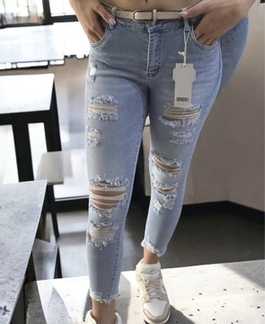 Spodnie jeans stretch dziury Hit rozmiar XL