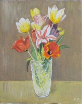 TULIPANY obraz olejny na płótnie 25 x 30