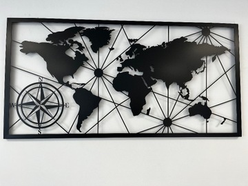 Mapa świata stalowa 120x60cm