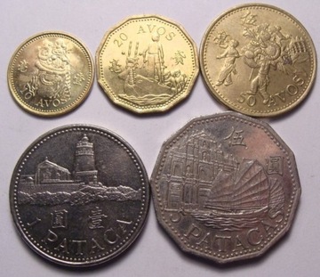 Macau Portugalskie komplet 5 monet po roku 90.